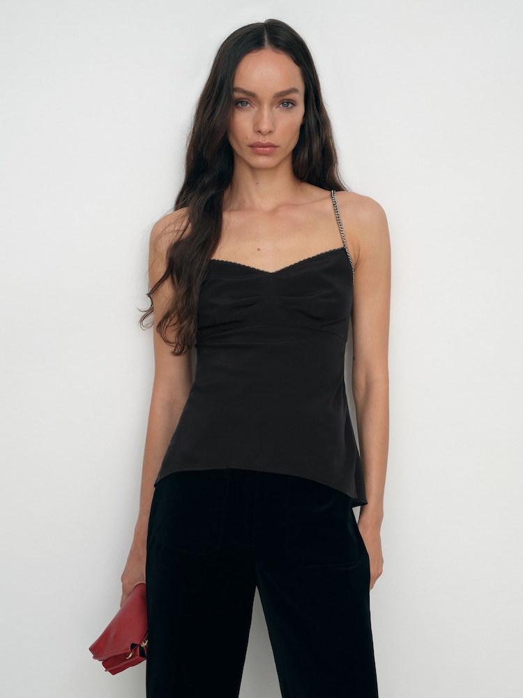 reiss Chain-Strap Cami Top in Black
