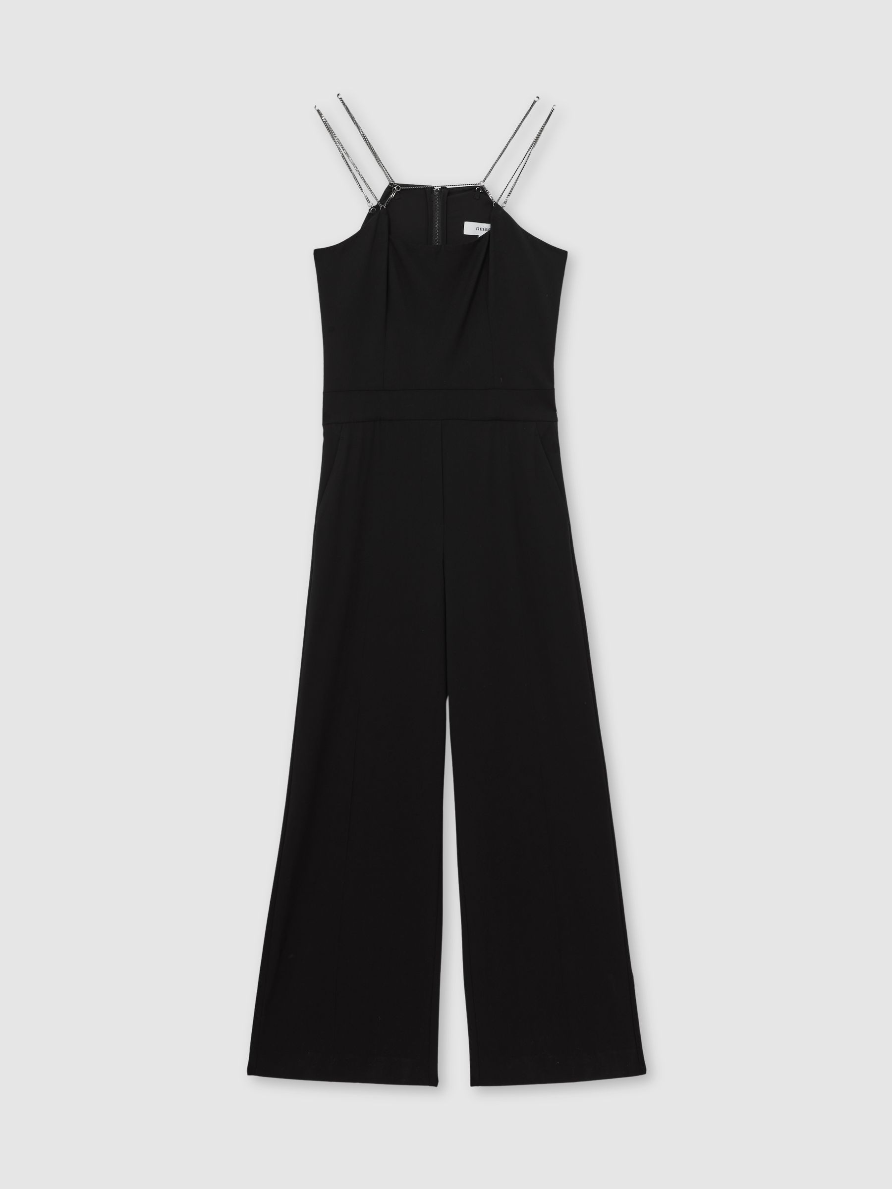 Reiss Chain-Strap Wide-Leg Jumpsuit In Black
