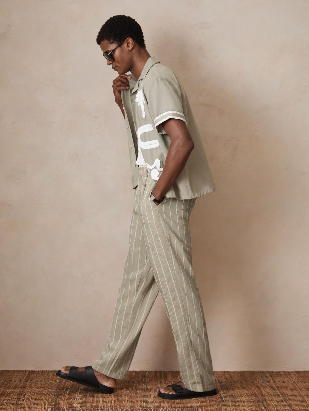 Reiss Reiss | Ché Pinstripe Wide-Leg Trousers In Stone