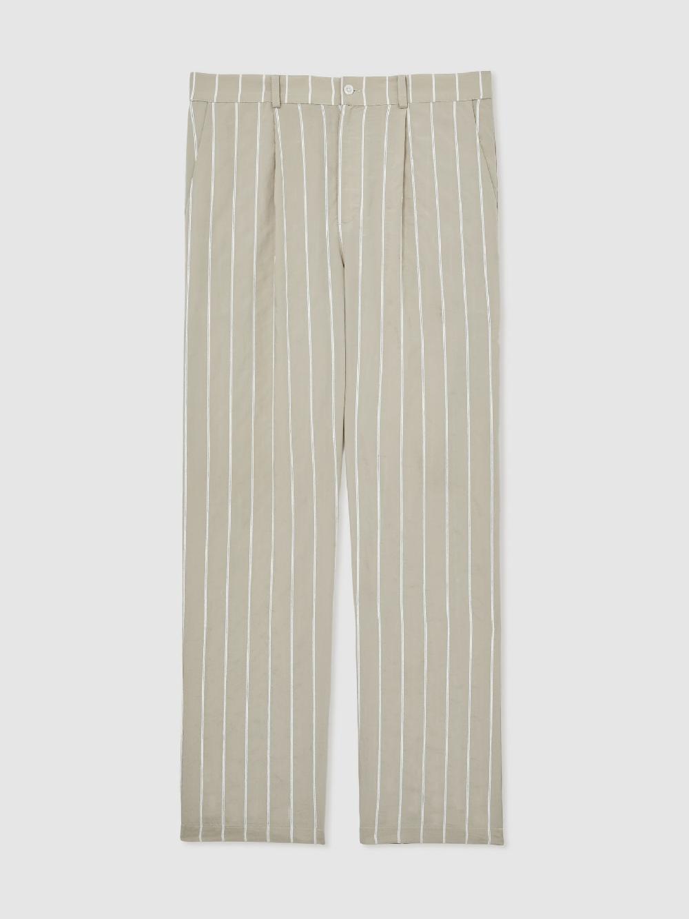 Reiss Reiss | Ché Pinstripe Wide-Leg Trousers In Stone