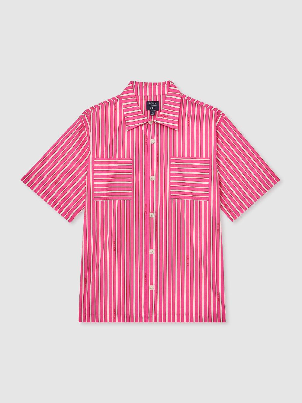 Reiss Reiss | Ché Poplin Stripe Shirt In Soft Pink/White