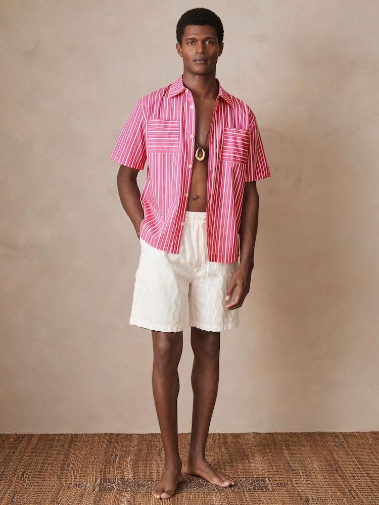 reiss Reiss | Ché Poplin Stripe Shirt in Soft Pink/White