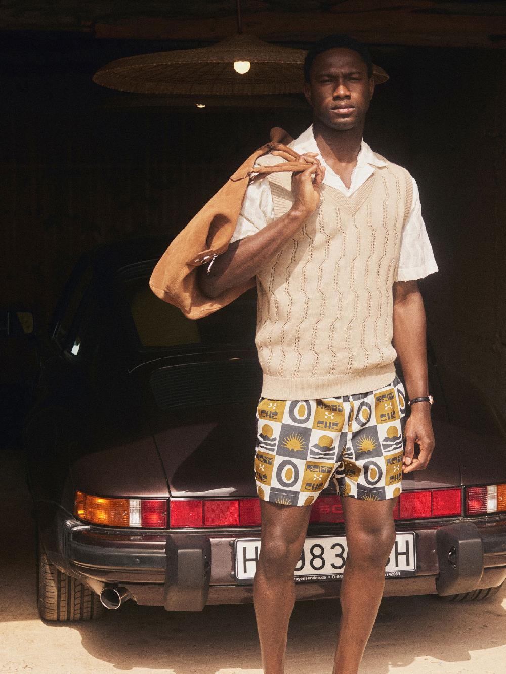 Reiss Reiss | Ché Sunset-Print Swim Shorts In Olive Green