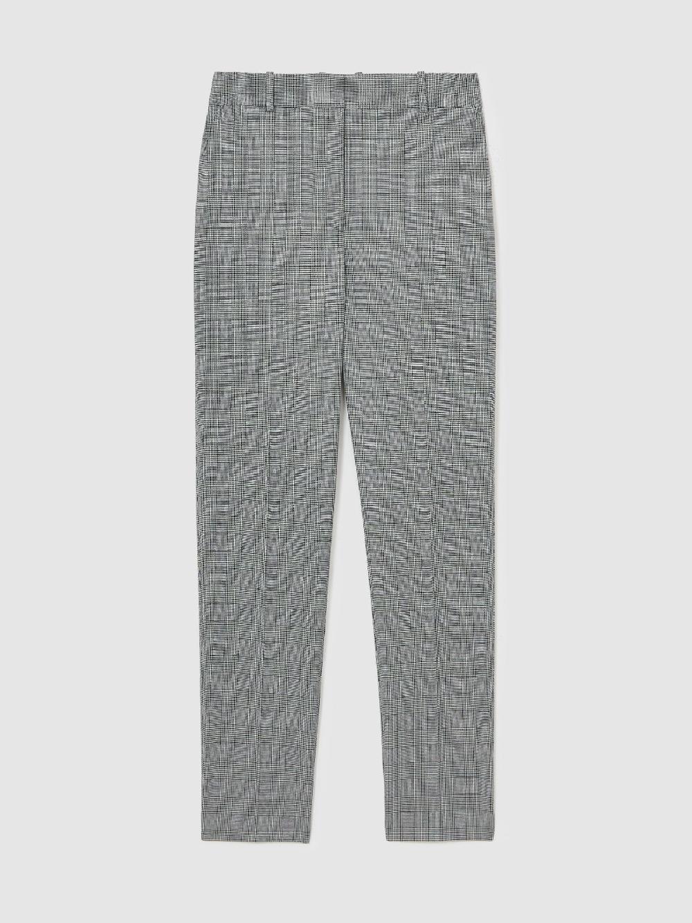 Reiss Check Slim-Fit Suit Trousers In Grey