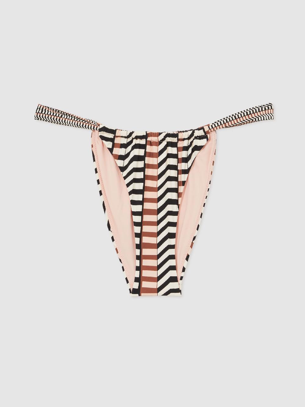 Reiss Chevron Stripe Bikini Bottoms In Black/Brown