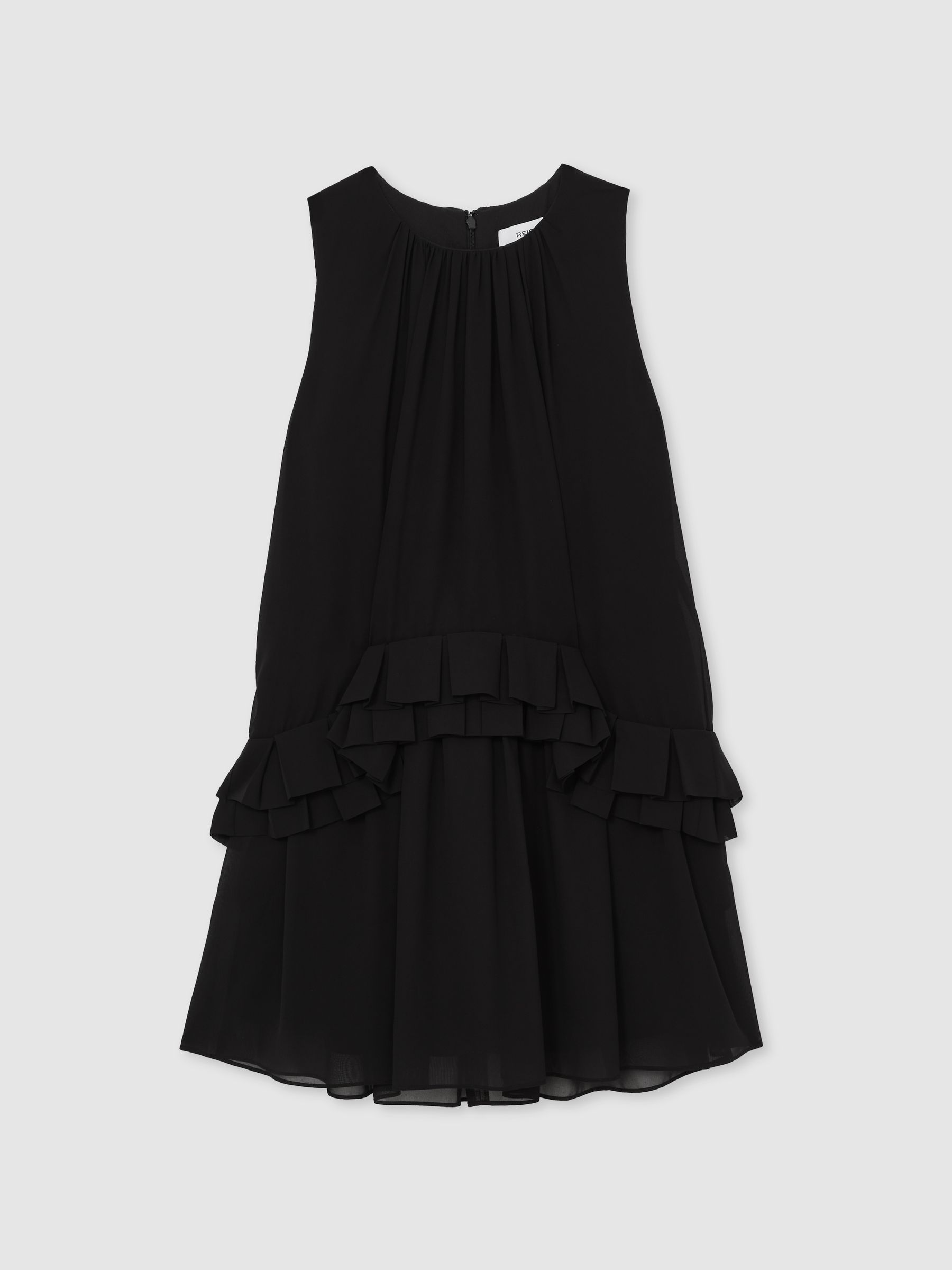 Reiss Chiffon Tiered Ruffle Dress In Black