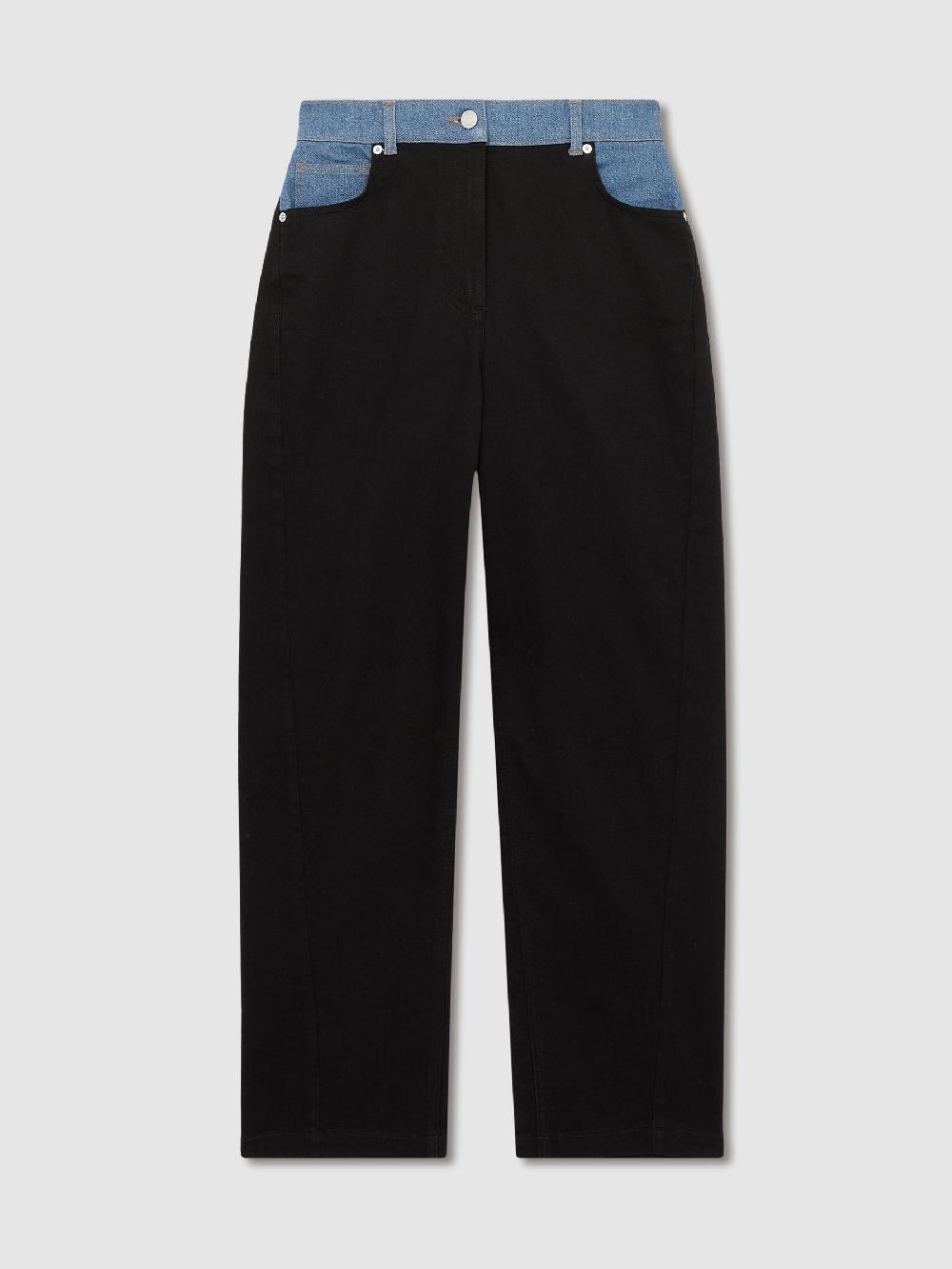 Reiss Colour-Block Straight-Leg Jeans In Black