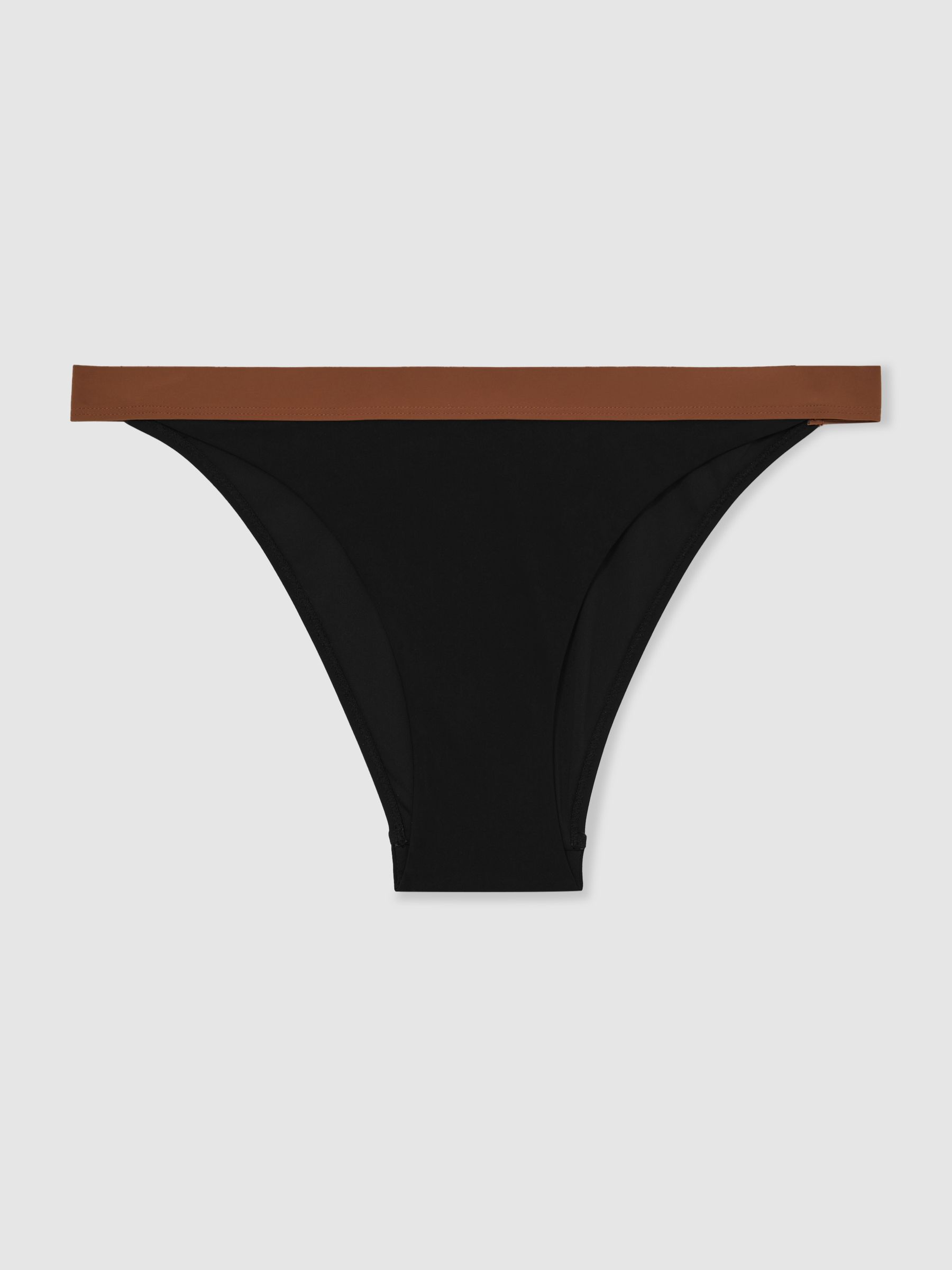 Reiss Contrast-Trim Bikini Bottoms In Black/Tan