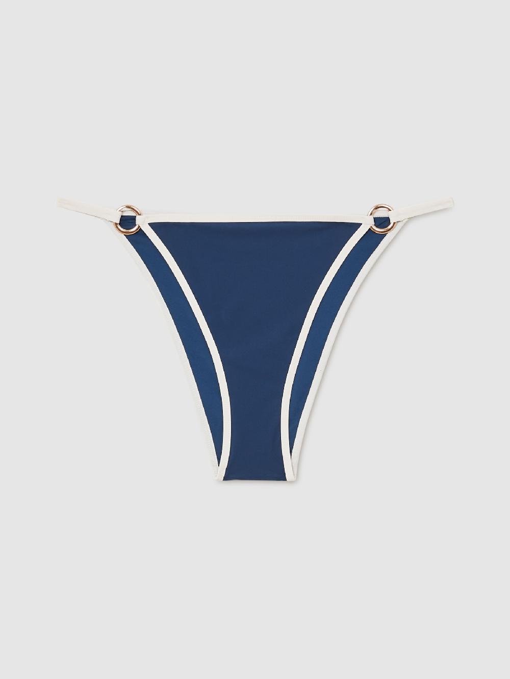 Reiss Contrast-Trim Bikini Bottoms In Blue/White