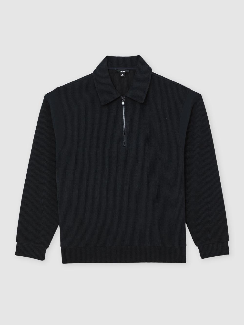 Reiss Corduroy Half-Zip Polo Shirt In Navy