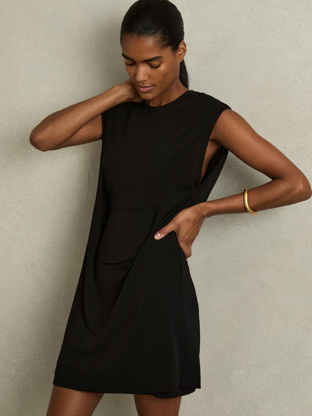 Reiss Corset Jersey Mini Dress In Black