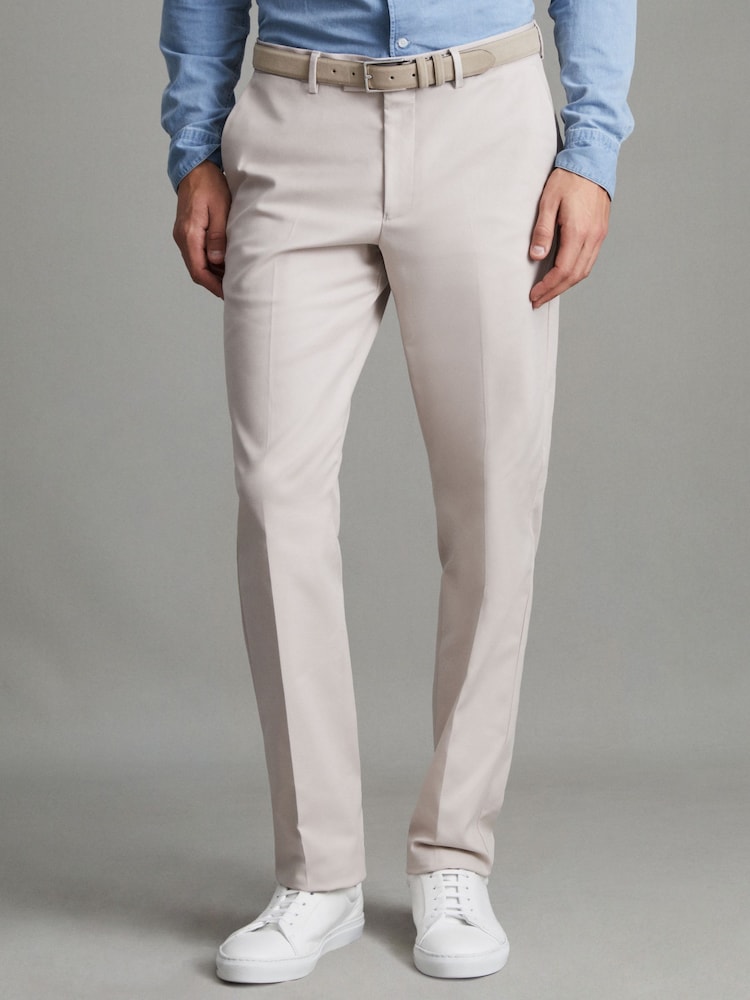 reiss Cotton Blend Chinos in Stone