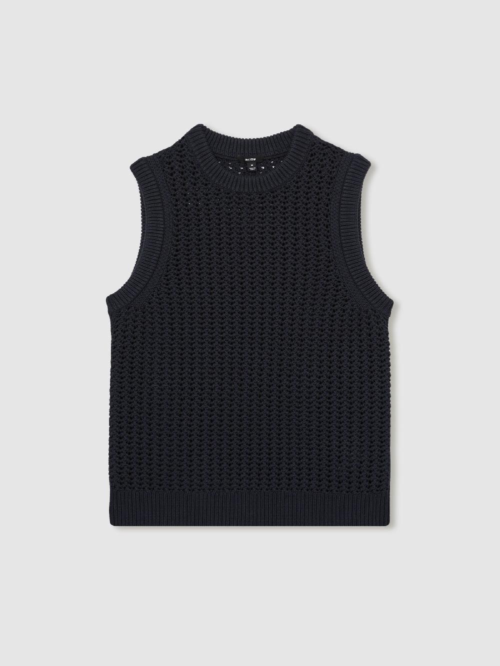 Reiss Cotton-Blend Crochet Vest In Navy