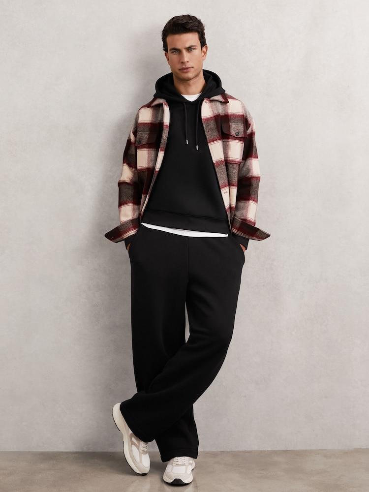 reiss Cotton-Blend Fleece-Back Joggers in Black