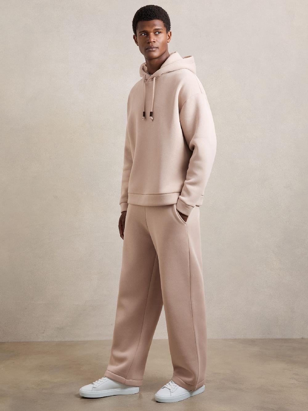 Reiss Cotton-Blend Fleece-Back Joggers In Pink