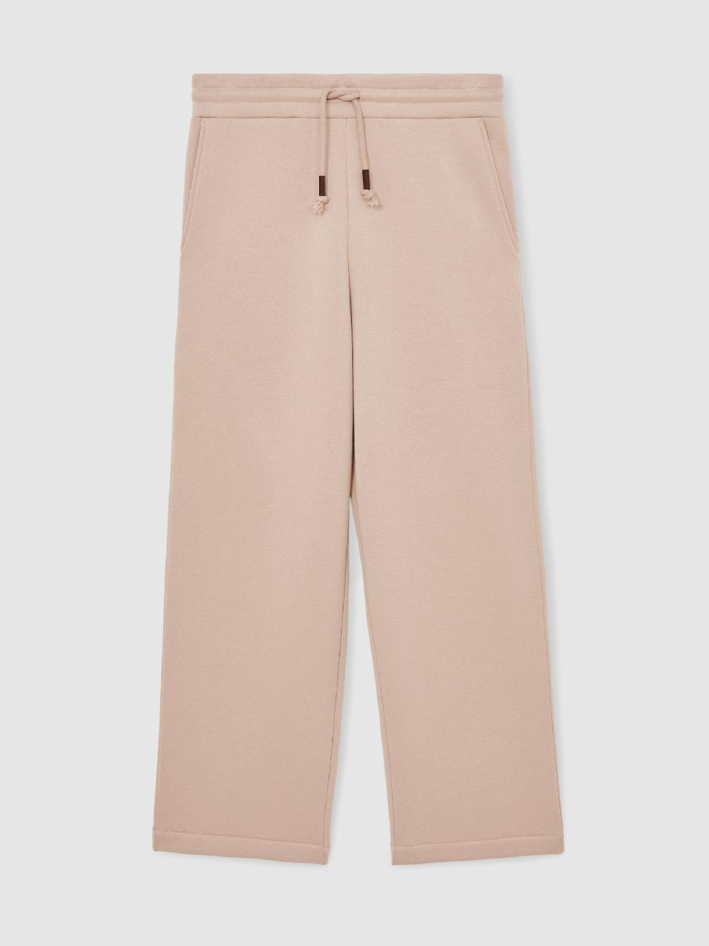 Reiss Cotton-Blend Fleece-Back Joggers In Pink