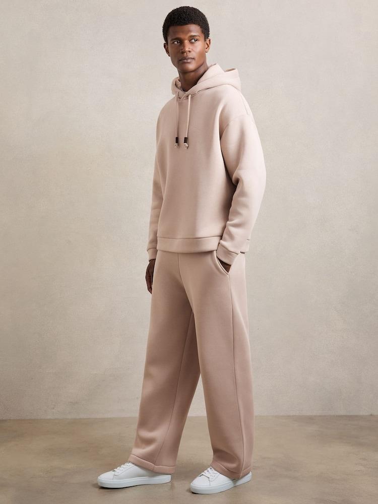 reiss Cotton-Blend Fleece-Back Joggers in Pink