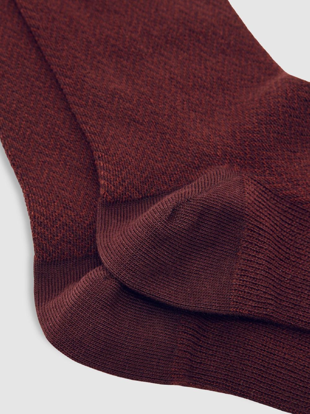 Reiss Cotton-Blend Herringbone Socks In Bordeaux
