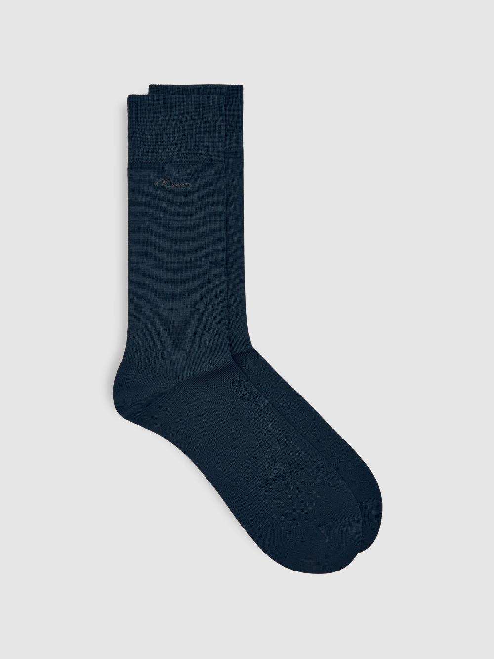 Reiss Cotton-Blend Logo Embroidery Socks In Navy