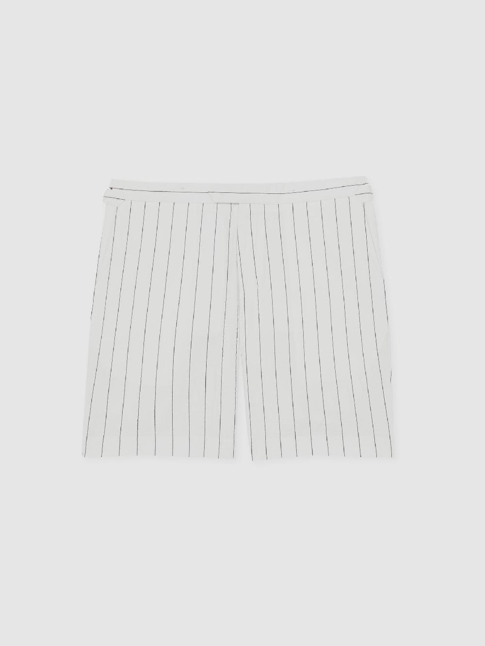 Reiss Cotton-Blend Pinstripe Shorts In White/Navy