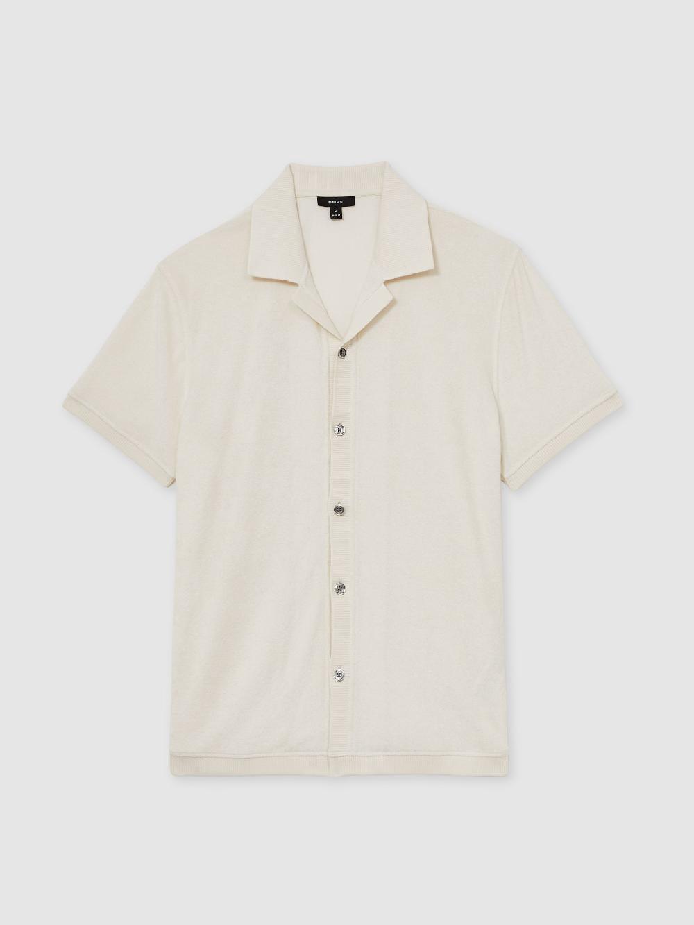 Reiss Cotton Blend Towelling Shirt In White