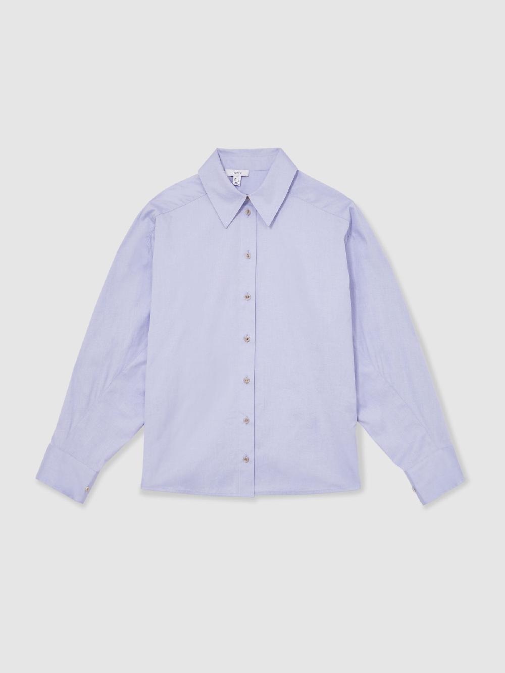Reiss Cotton Button Through Oxford Shirt In Blue