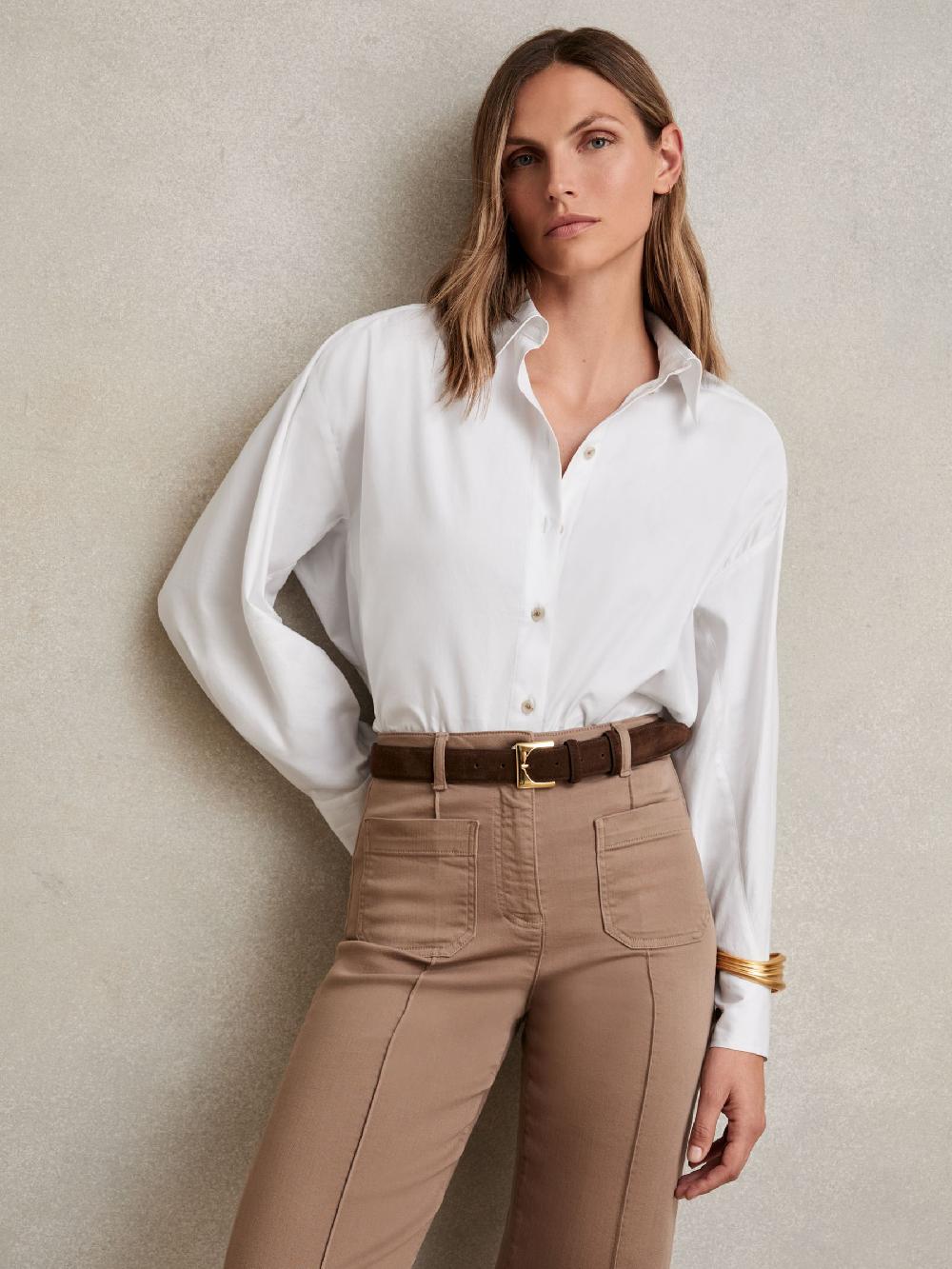 Reiss Cotton Button Through Oxford Shirt In White