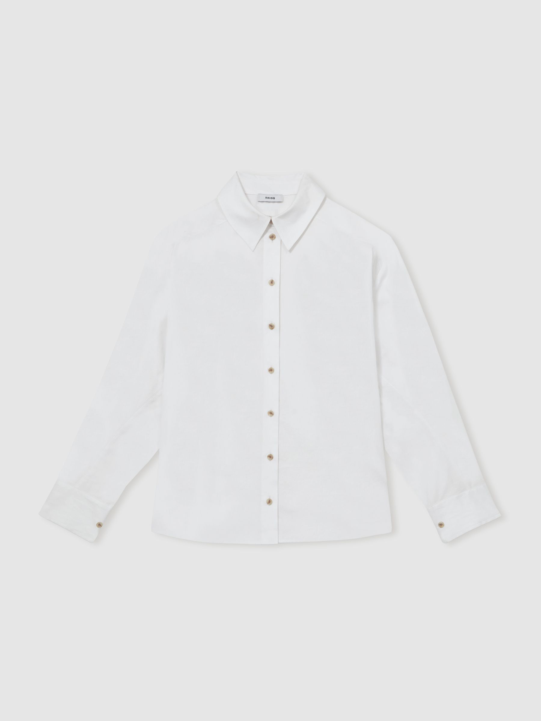 Reiss Cotton Button Through Oxford Shirt In White