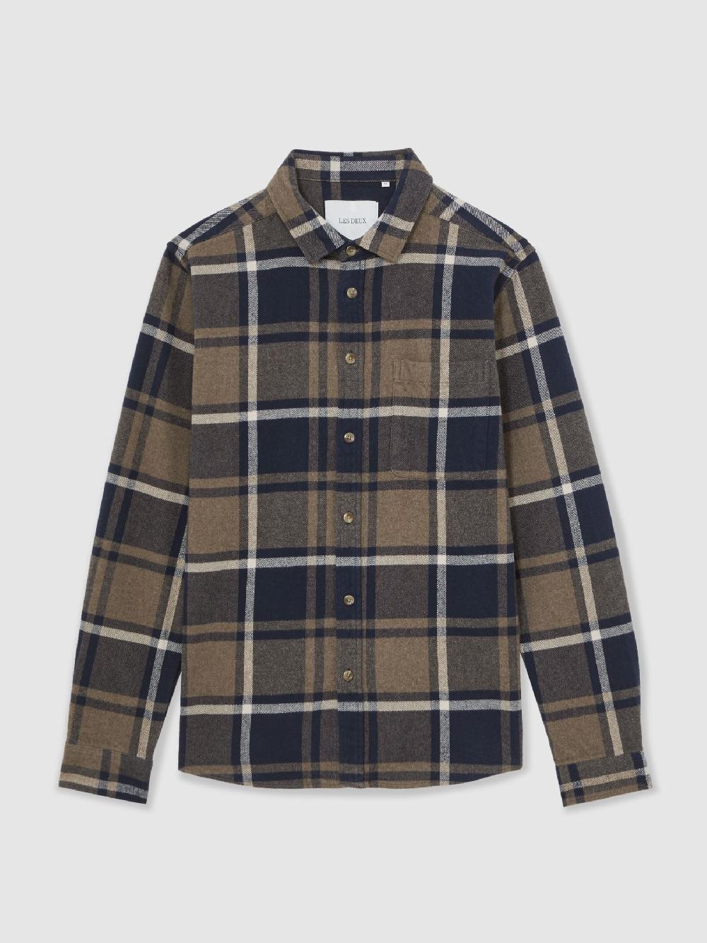 Reiss Cotton Check Flannel Shirt In Dark Navy