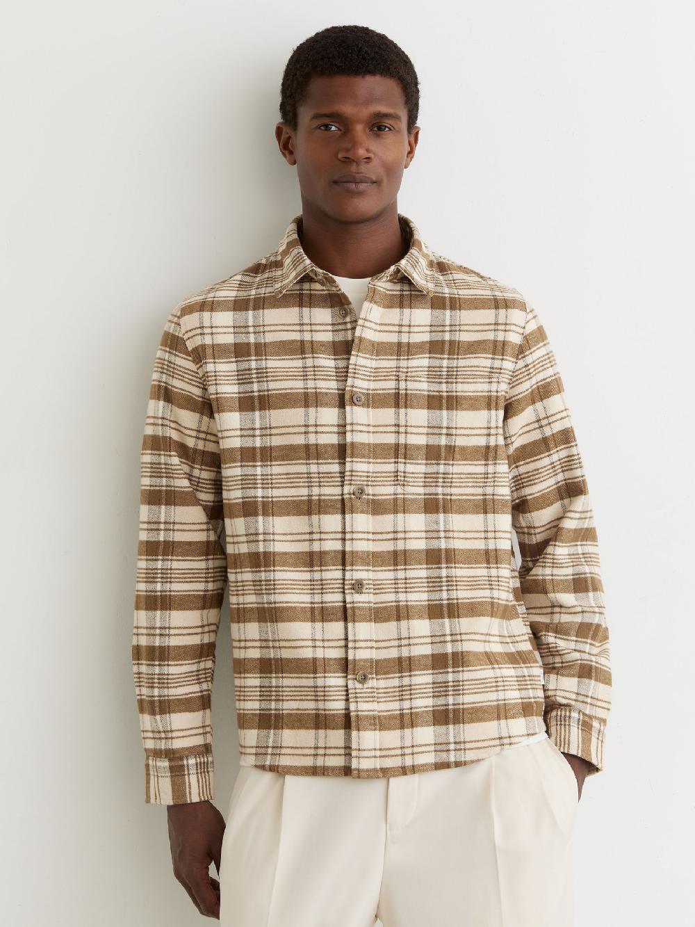 Reiss Cotton Check Overshirt In Irish Cream