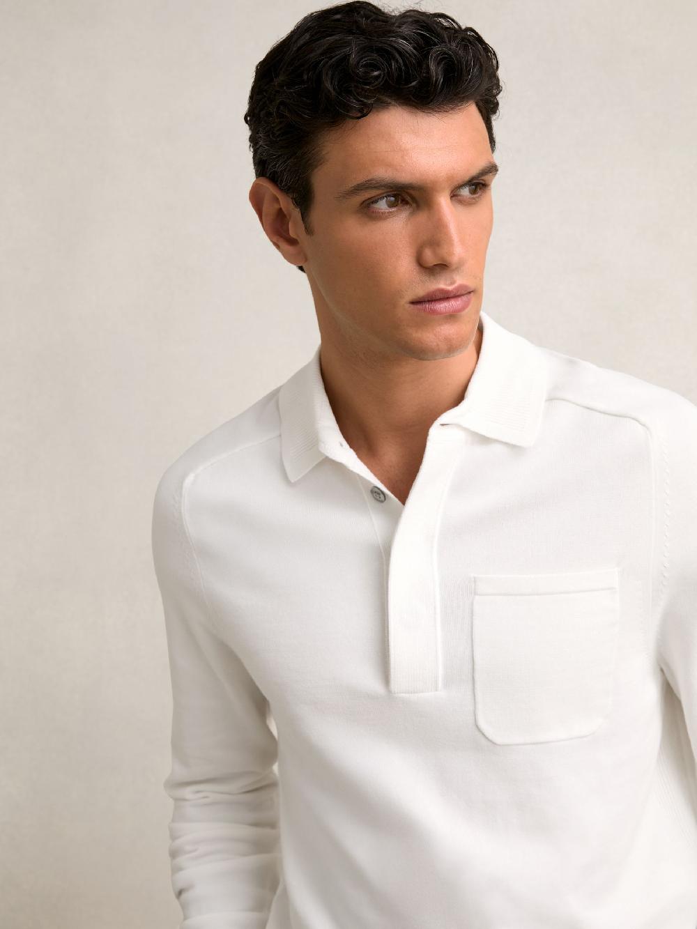 Reiss Cotton Concealed-Placket Polo Shirt In White