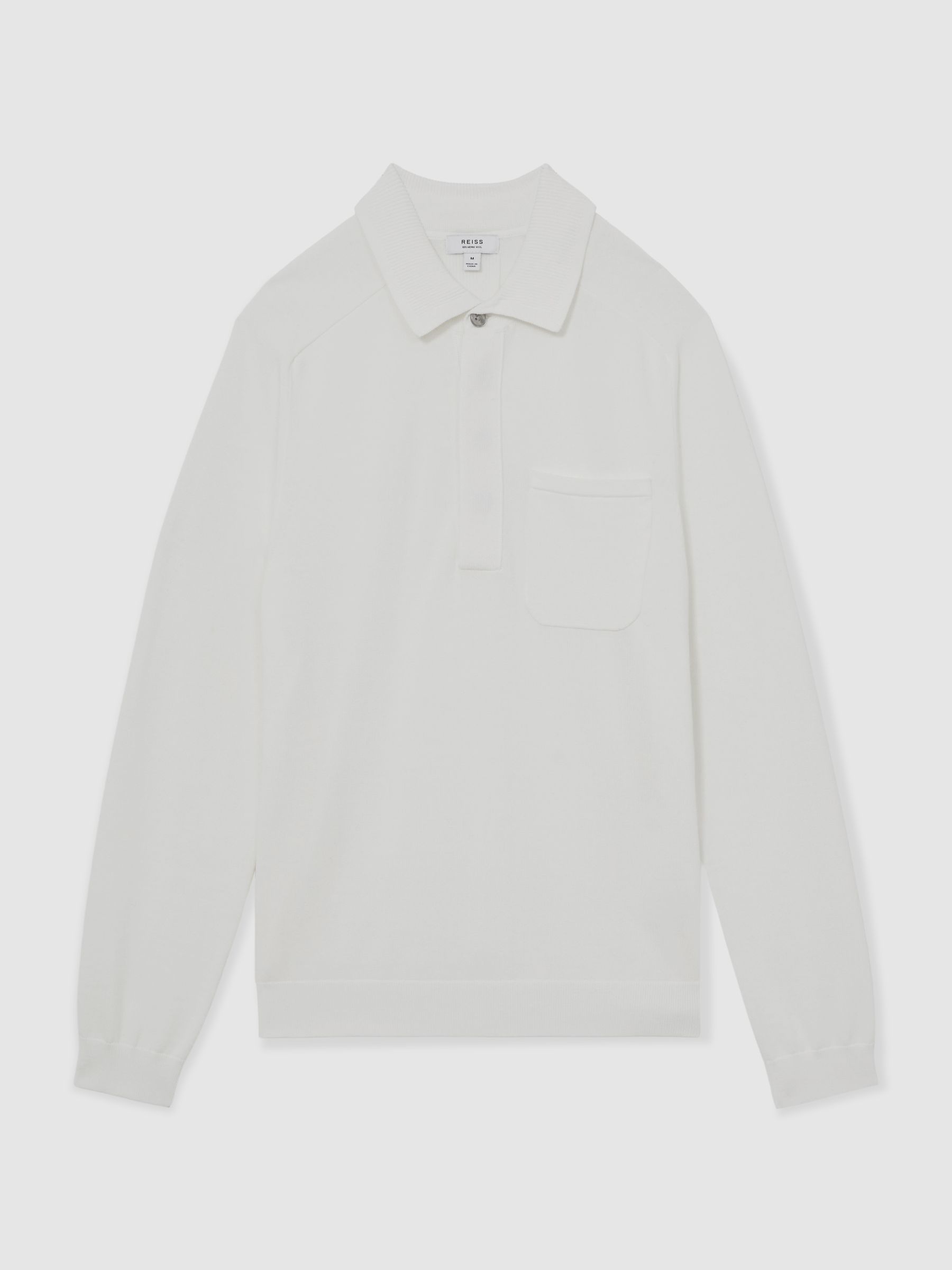 Reiss Cotton Concealed-Placket Polo Shirt In White
