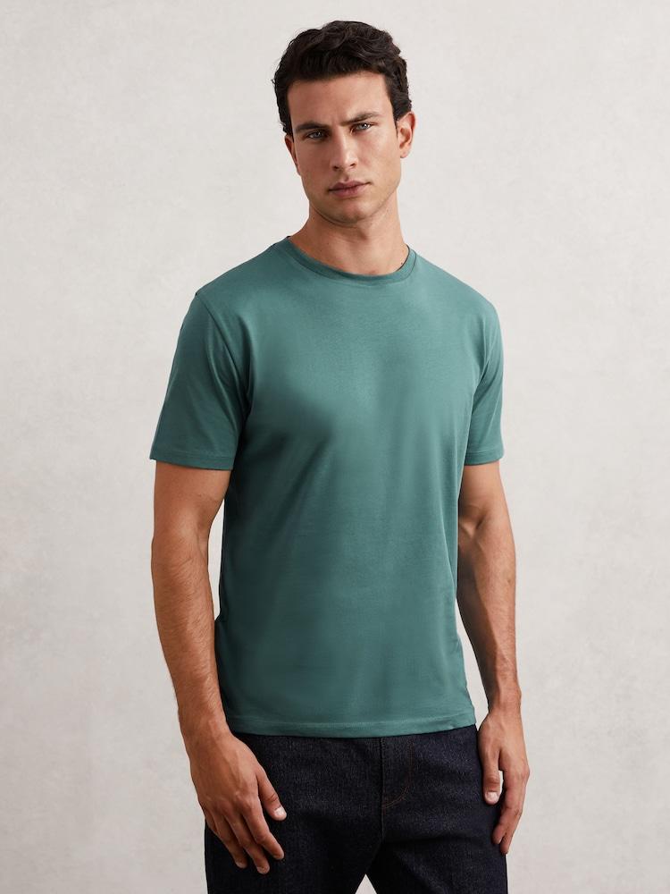 reiss Cotton Crew-Neck T-Shirt in Seafoam Green