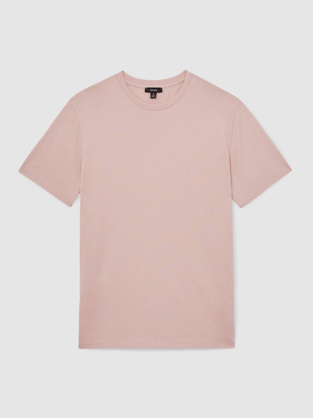 Reiss Cotton Crew Neck T-Shirt In Soft Pink