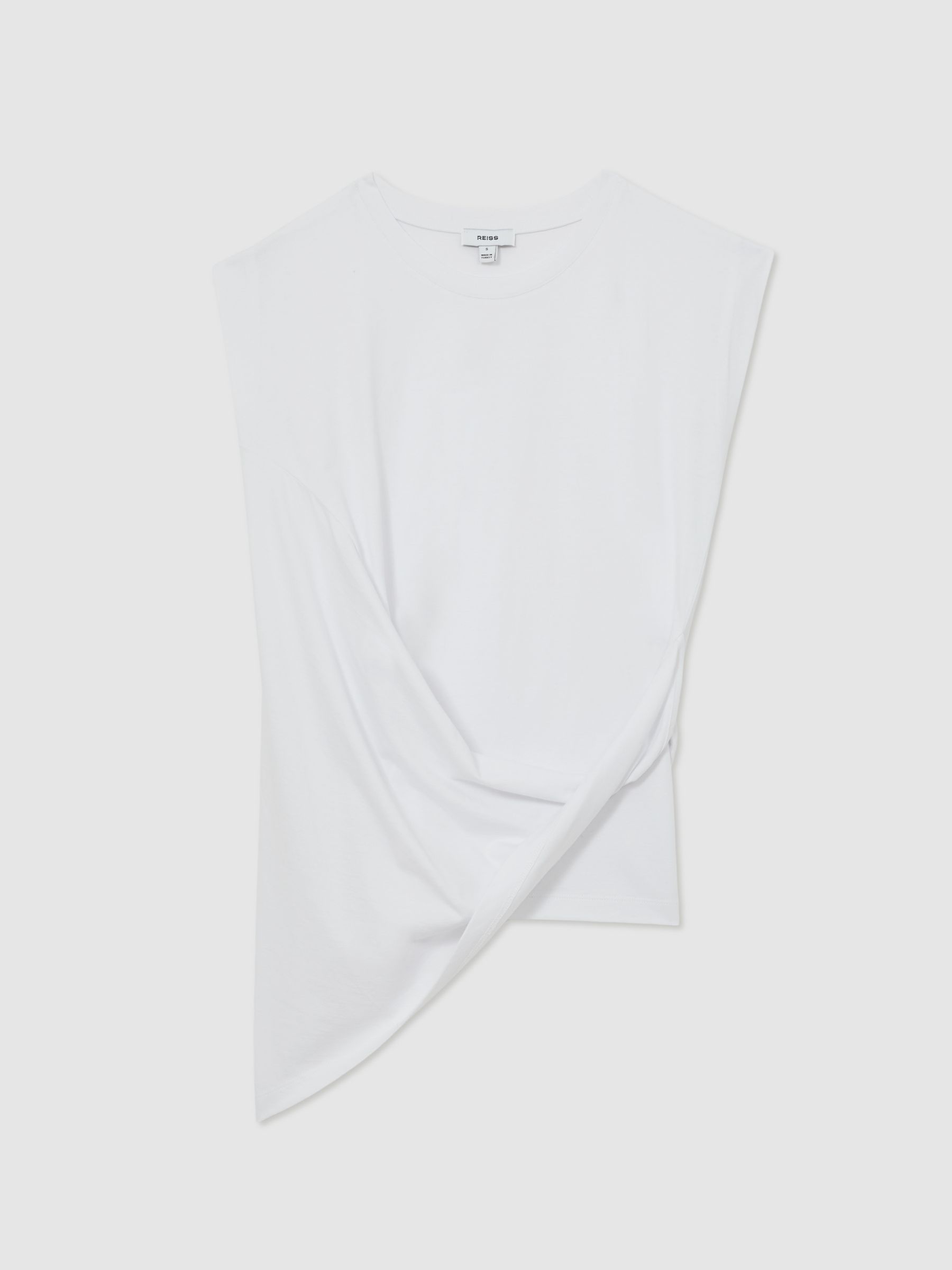 Reiss Cotton Drape T-Shirt In White