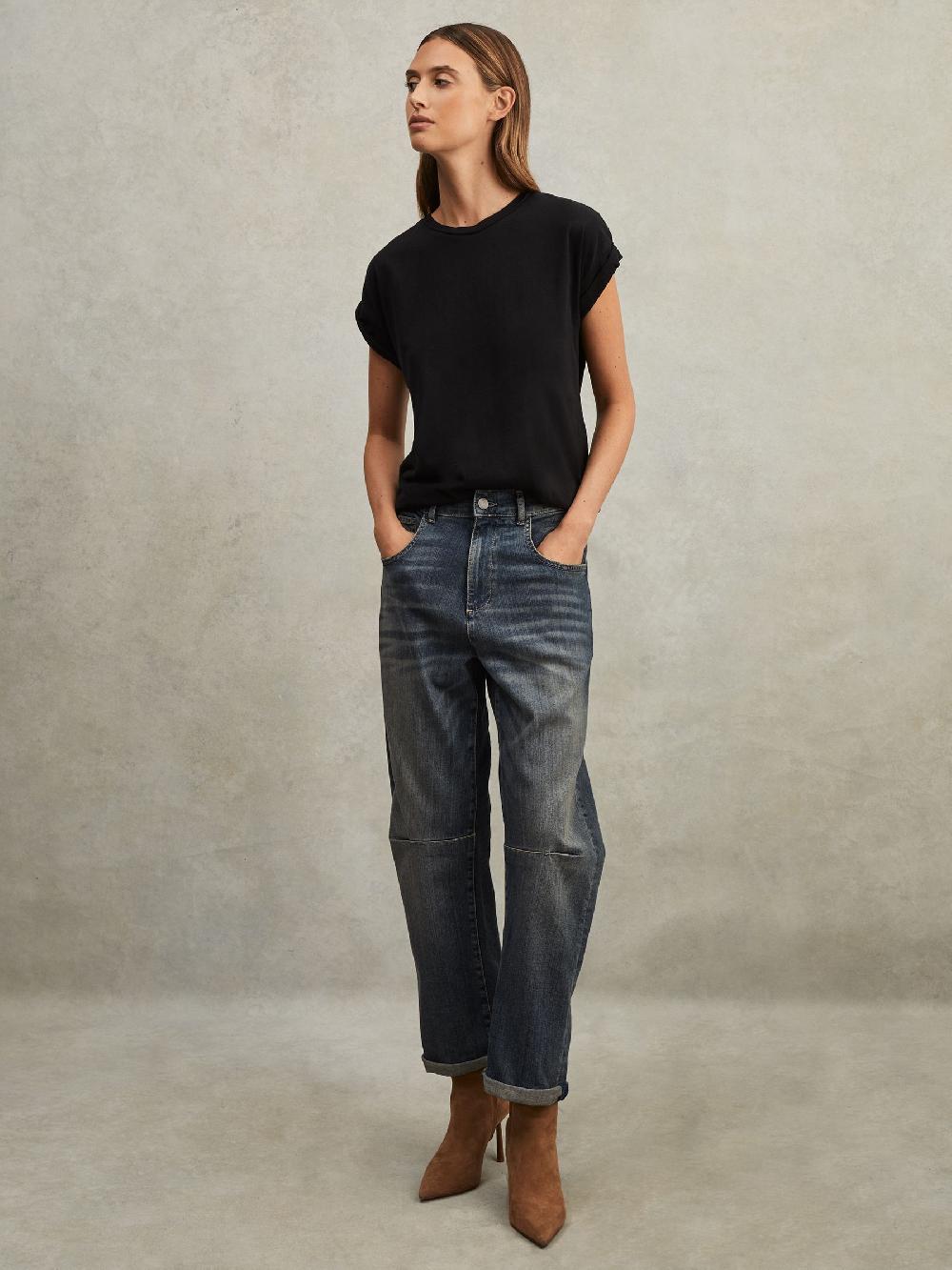 Reiss Cotton-Jersey Crew Neck T-Shirt In Black