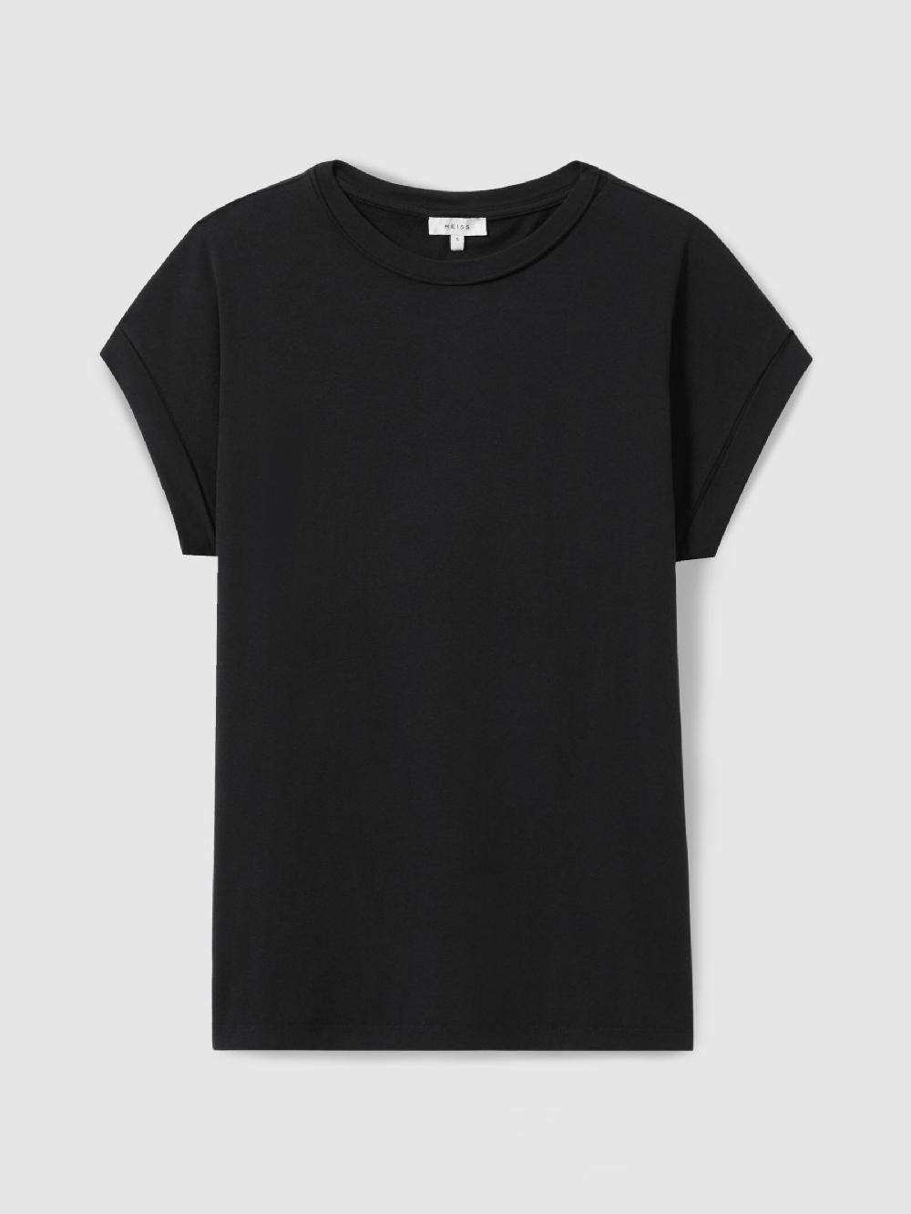 Reiss Cotton-Jersey Crew Neck T-Shirt In Black
