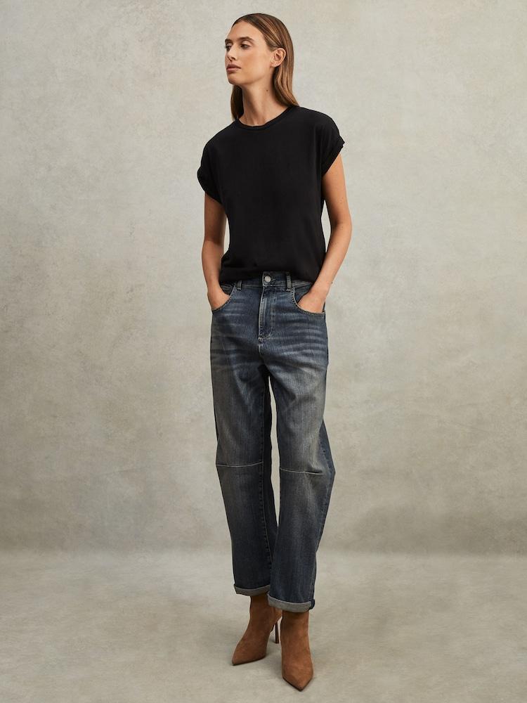 reiss Cotton-Jersey Crew Neck T-Shirt in Black