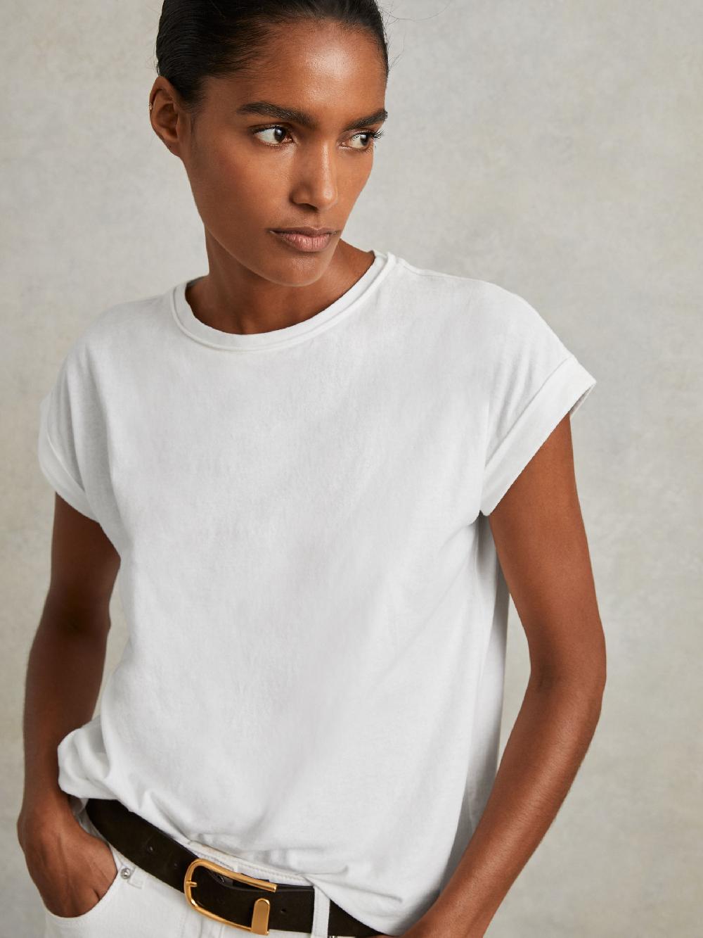 Reiss Cotton-Jersey Crew Neck T-Shirt In White