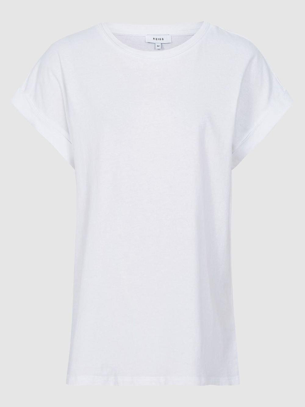 Reiss Cotton-Jersey Crew Neck T-Shirt In White