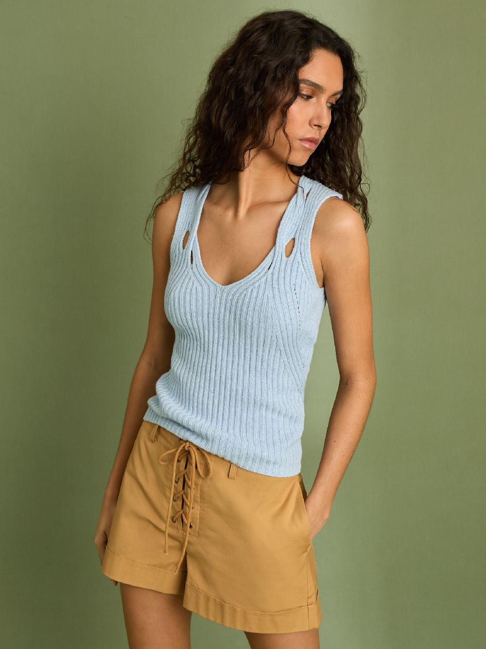 Reiss Cotton Lace-up Shorts In Tan