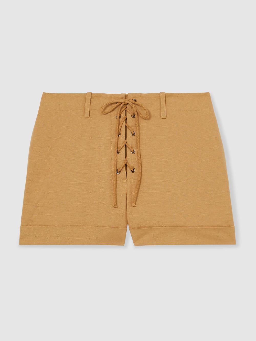 Reiss Cotton Lace-up Shorts In Tan