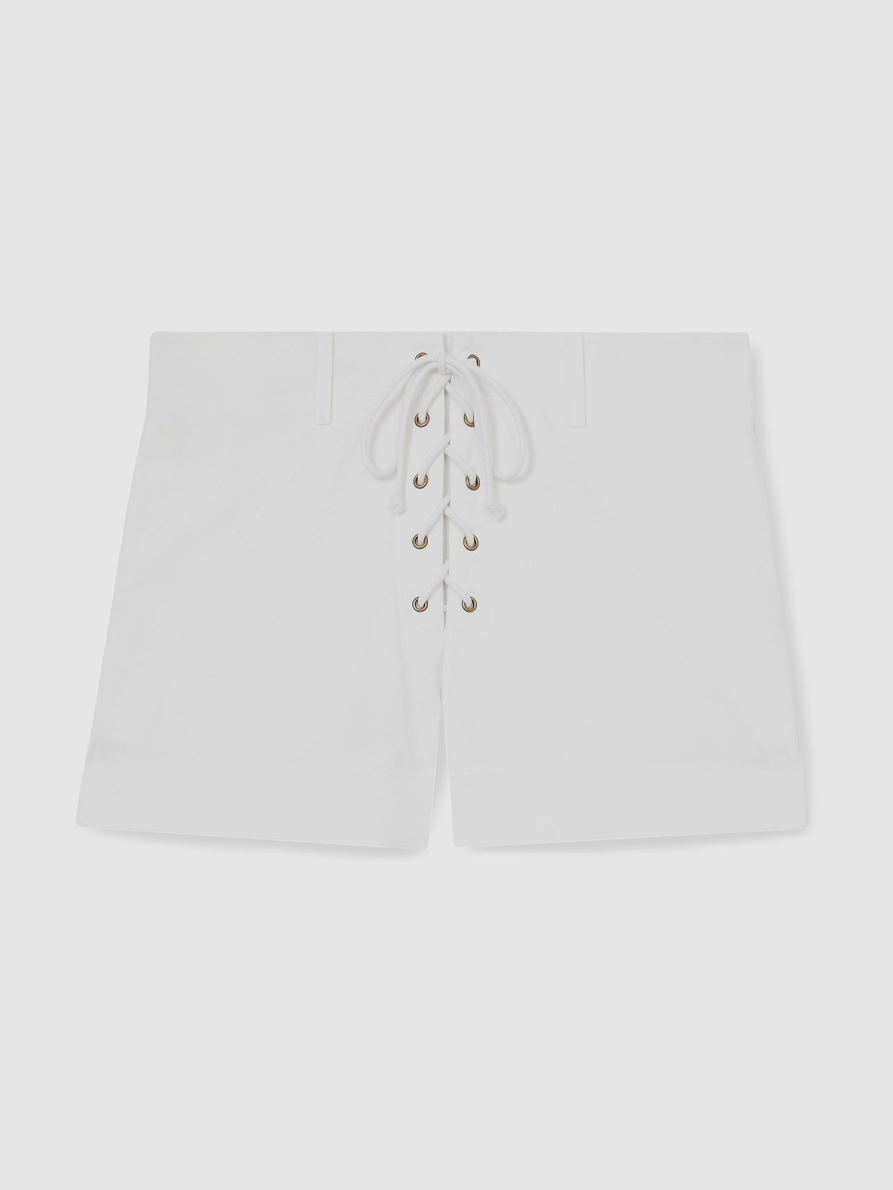 Reiss Cotton Lace-up Shorts In White