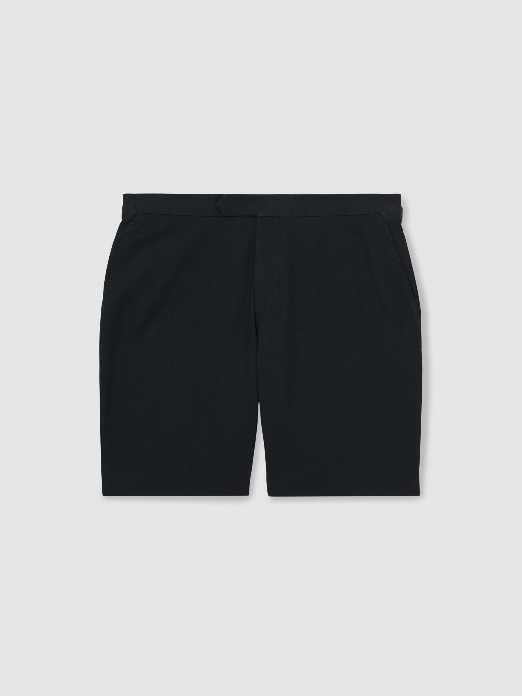Reiss Cotton-Linen Tailored Shorts In Navy