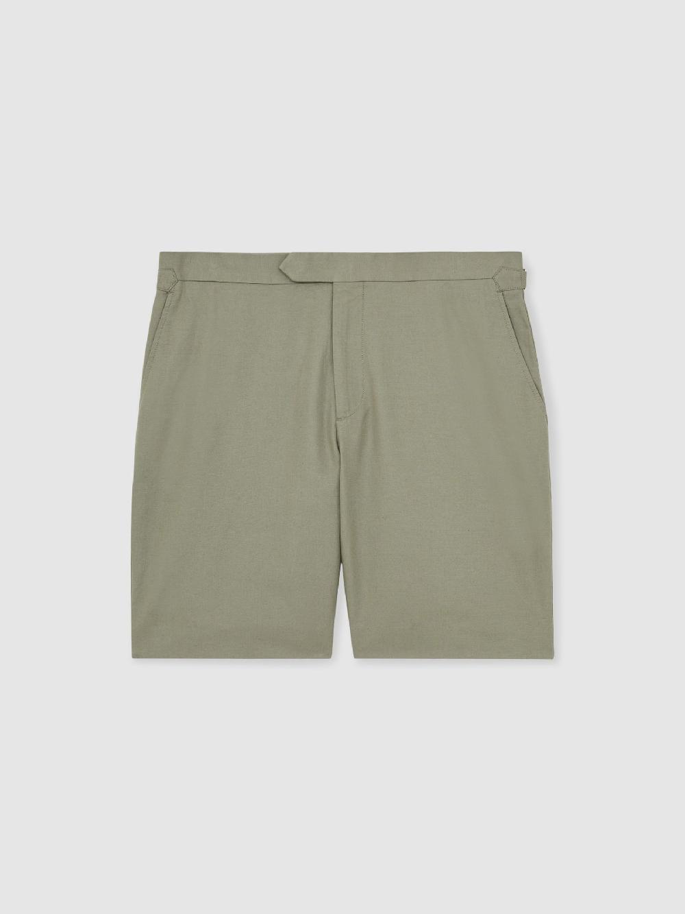 Reiss Cotton-Linen Tailored Shorts In Pistachio