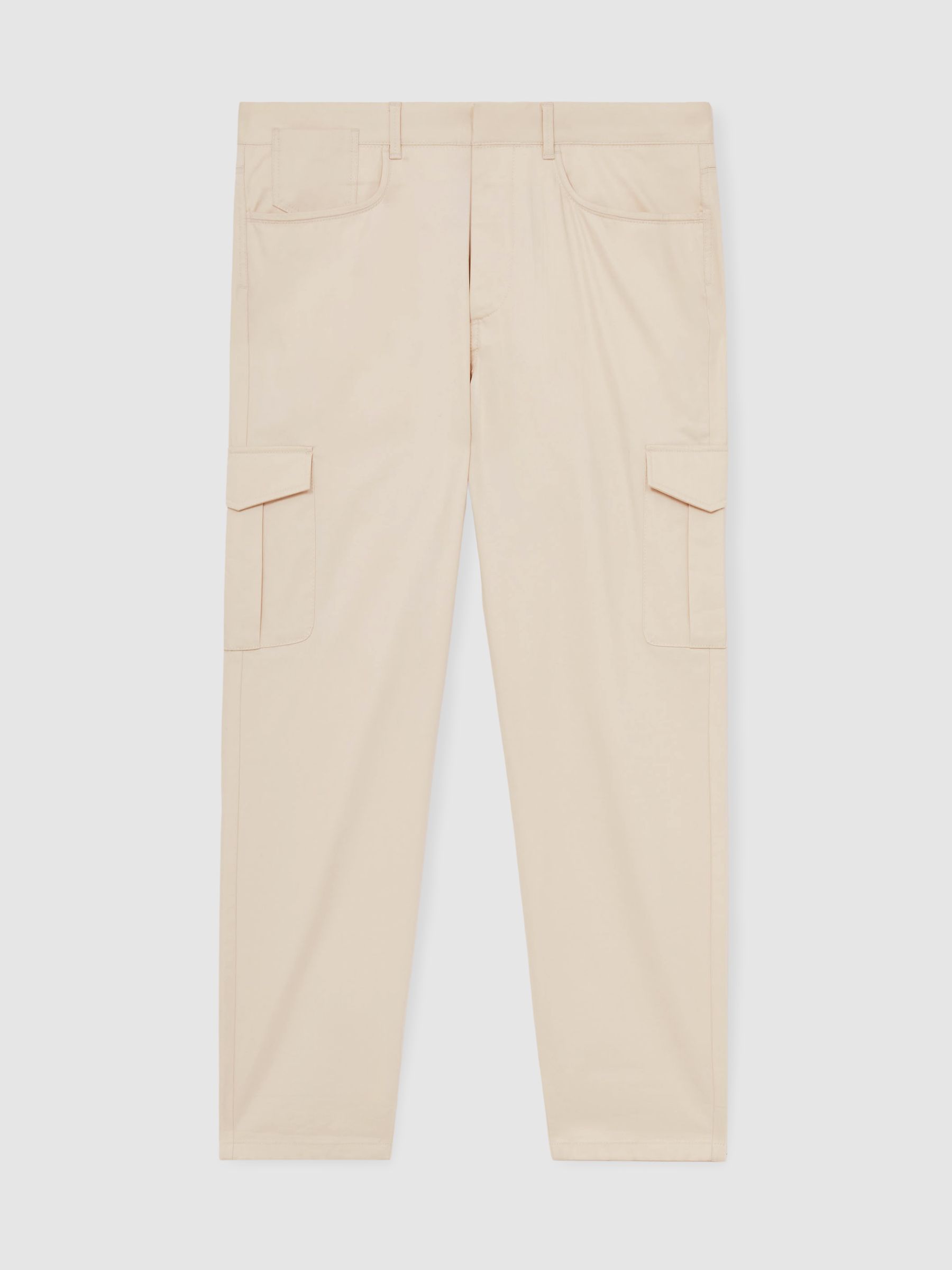 Reiss Cotton-Lyocell Cargo Trousers In Light Stone