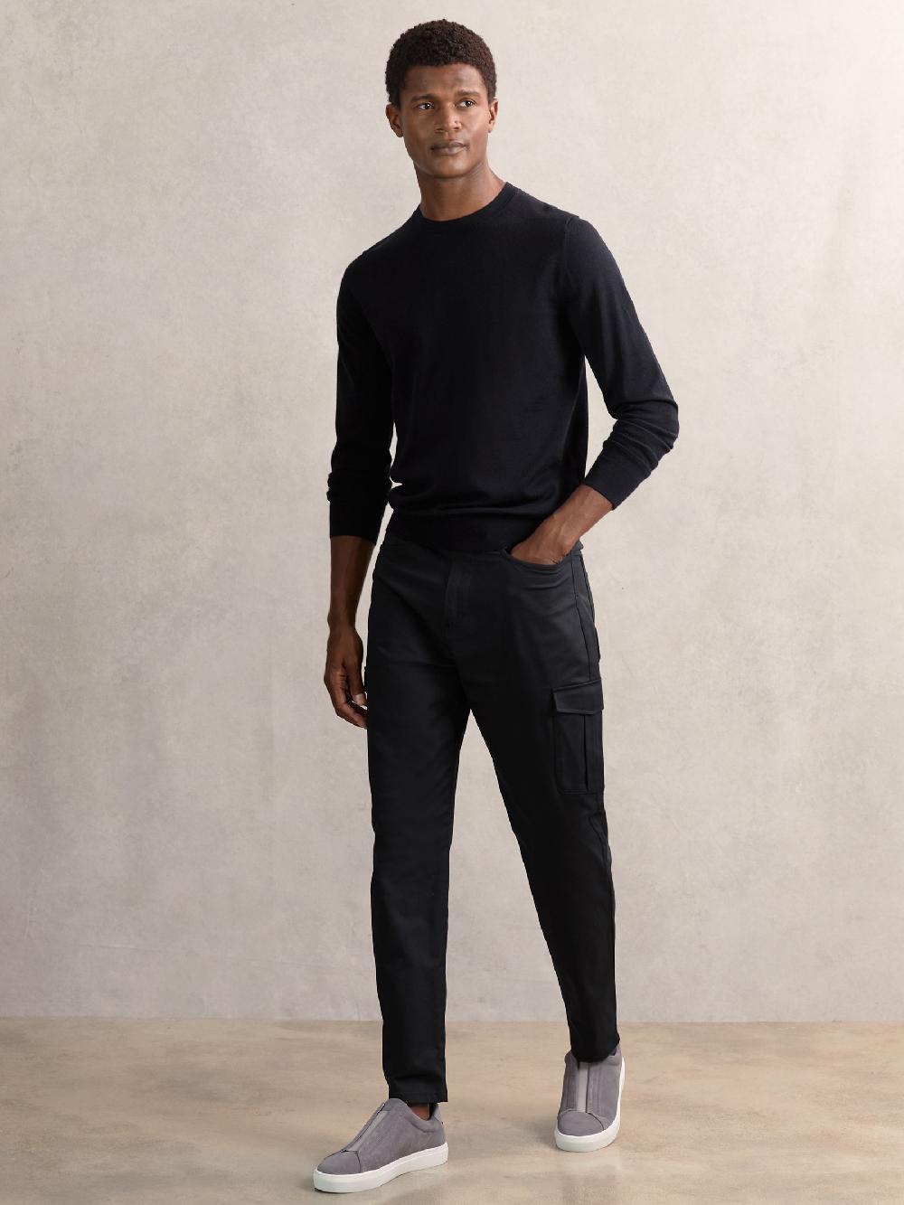 Reiss Cotton-Lyocell Cargo Trousers In Navy