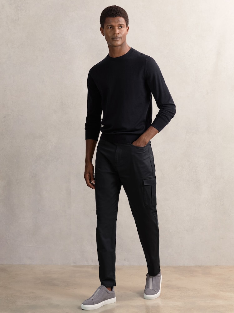 reiss Cotton-Lyocell Cargo Trousers in Navy