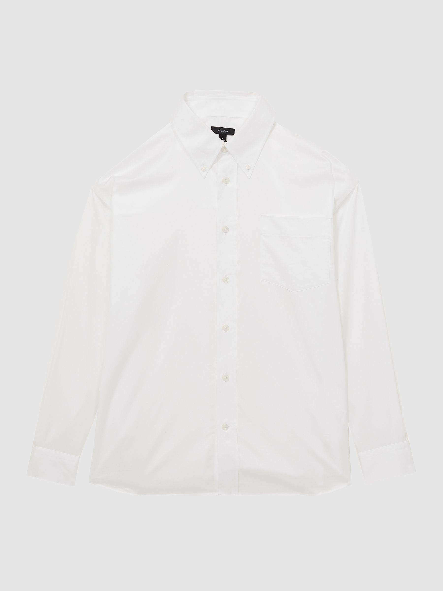 Reiss Cotton Oversized Long-Sleeve Shirt In White