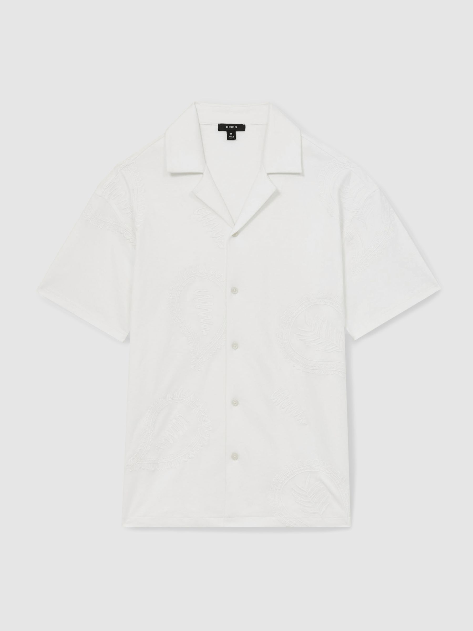 Reiss Cotton Paisley-Embroidered Shirt In White